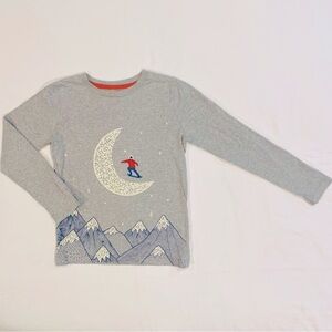 Mini Boden Snowboarding Tee Boys 9-10Y Glowing Glow In the Dark Long Sleeves